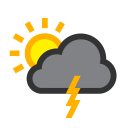 Thundery outbreaks nearby at 6 PM on 