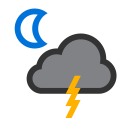 Thundery outbreaks nearby at 1 AM on 